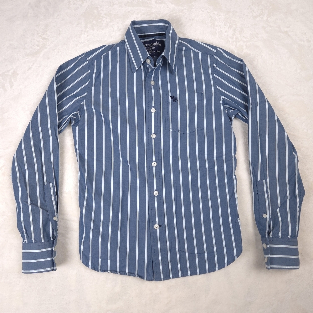 Abercrombie‎ Striped Button Down Shirt Blue Boys Size Medium